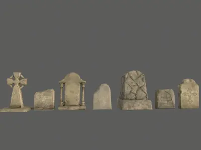 tombstones pack Low-poly 3D model