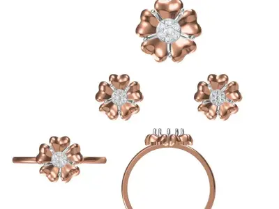 Light wt Ring Earrings Pendant set 3dm stl 1-render details 3D print model