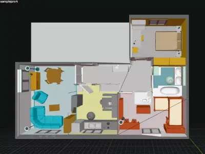 Detailed Floor plan 3d BLENDER ready 3D model Low-poly 3D model