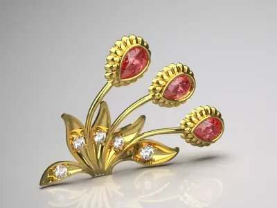 Luxury Gold printable cad Brooch sj0015 3D print model