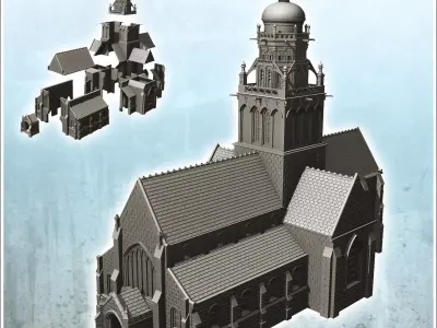 Church of Notre-Dame Saint-marie-Du-Mont Normandy - Modern WW2 W 3D print model