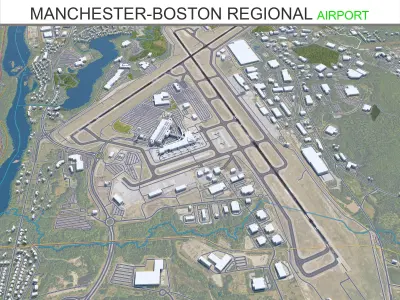 Manchester Boston Regional Airport 10km Low-poly 3D model