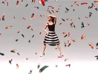 Fall particles collection for iclone 3D model