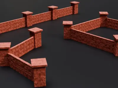 Customizable Brick Wall - Geometry Nodes - Blender 3D model