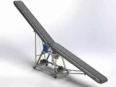 Two-Wing Adjustable Incline Conveyor 3D model
