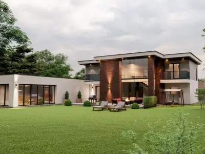 residential house with swimming pool 3D model