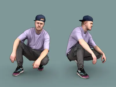 Guy in Purple T-shirt 3D Model Pack