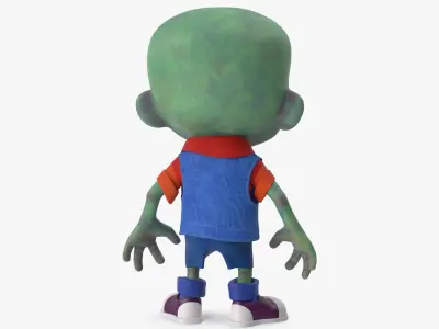  Cartoon Zombie Green in a Blue Costume 