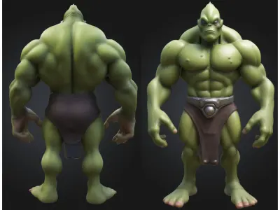 Stylized Green Alien Warrior Low-poly 3D model