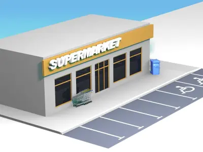 SuperMarket cartoon-style 3D model