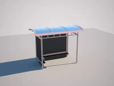 Bus stop shelter Low-poly 3D model