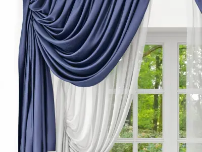 Curtains and drapes for living room 3D model