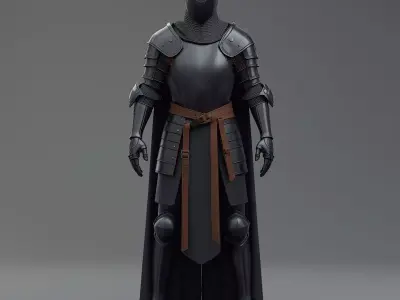 Crusader Knight Plate Armor 3D Model Red Cross Full Suit Low-poly 3D model