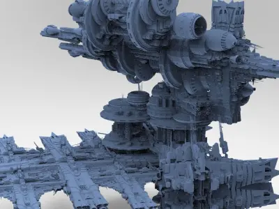 Sci-Fi City dystopia base 5 3D model