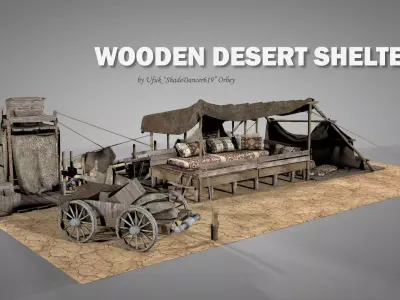 Wooden Desert Shelter 3D model