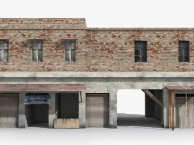 Slum w brick building Low-poly 3D model