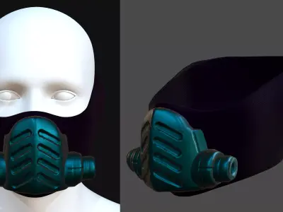 Gas mask helmet 3d model scifi Low-poly  Low-poly 3D model 457
