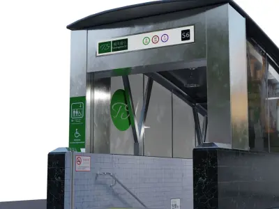Subway Entrance Low-poly 3D model