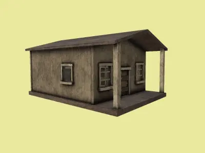 Western House 01 - Wild West Building - Backdrop Full Perm Low-poly 3D model
