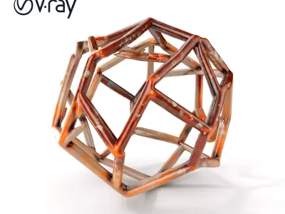 Rusted Metal Geodesic Sphere Model Pack Low-poly 3D model