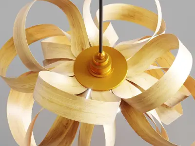 Skipper Oak Ceiling Mounted Pendant Light Fixture 3D model