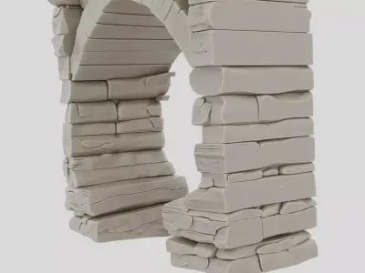 Fantasy Stone Bridge Pillar Ruin for 3D print Low-poly 3D model