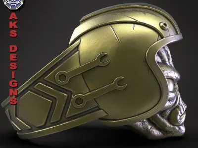  skull Ring jewelry Biker alien v1 3D print model