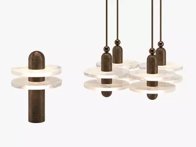 Chandelier 16 and table lamp 3D model