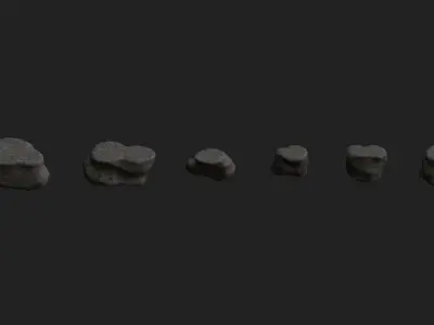 Short Flat Rocks - Rough 2 Low-poly 3D model