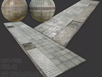 Side Walk modular - PBR Low-poly 3D model
