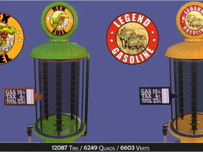 Retro Vintage Gas Pump service Station Low-poly 3D model