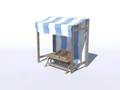 Medieval Stand Low Poly Low-poly 3D model