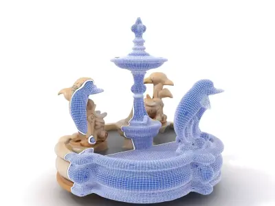 Elegant Dolphin Fountain model pack Low-poly 3D model