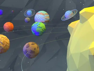 Low poly planets Low-poly 3D model