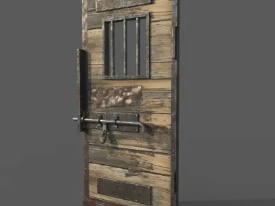 Western Prison Jail Door Low Poly PBR Free Low-poly 3D model