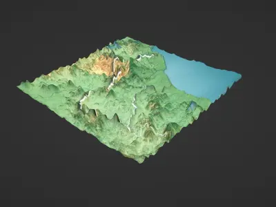 Guyana Map Topography Low-poly 3D model