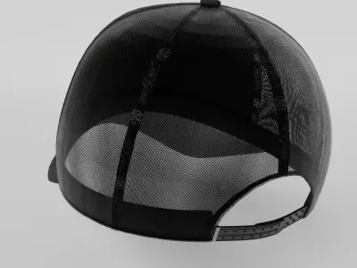 Trucker hat 3D mockup Wire back Low-poly 3D model