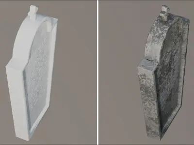 Old Dirty Tombstone Cross christian tomb Low-poly 3D model