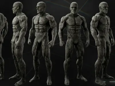 Stone Man - Animated - Rigged 3D model