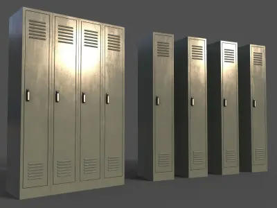 PBR School Gym Locker 02 - Pale Green Low-poly 3D model