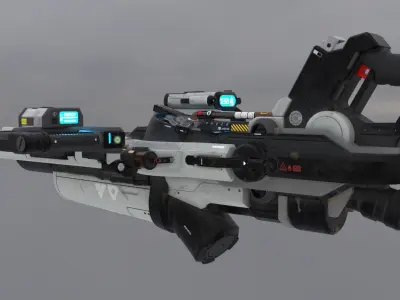 Sci-Fi Heavy Rocket Launcher or Cannon Low-poly 3D model