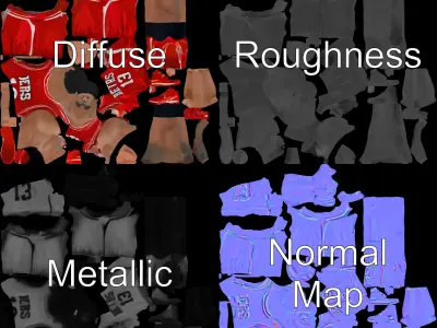 Basketball Player Character Model in Red Jersey and Shorts Low-poly 3D model