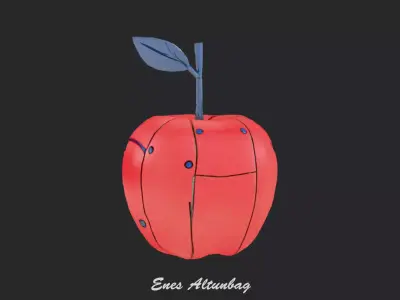 Robotic Apple 3D Futuristic Sci-Fi Fruit Low-poly 3D model