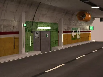 Road Tunnel Cutaway 3D model