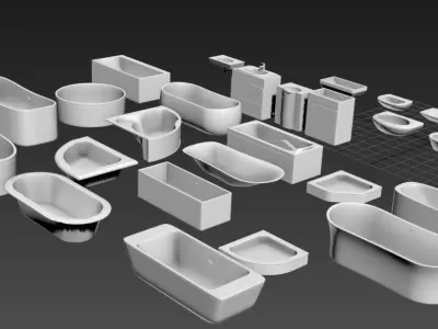 Bathtubs and sinks Low-poly 3D model