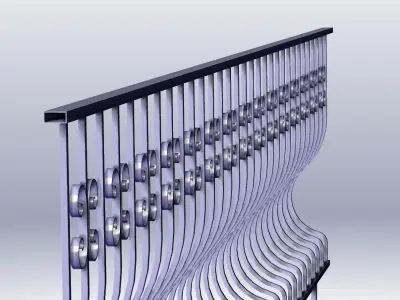 Straight handrail for balcony 4000mm 3D model