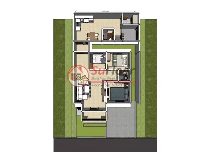 House 8x16m code 577 - Sketchup 3D model 3D model 3D model