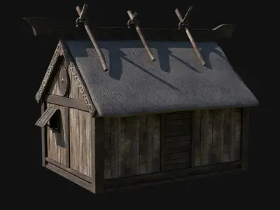 VIKING NORDIC FEUDAL HOUSE HUT MEDIEVAL CITY BUILDING COLLECTION Low-poly 3D model