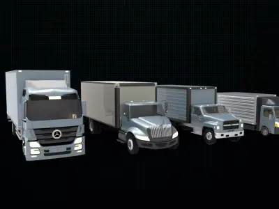 4 Variant box truck  3D model