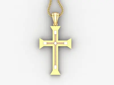 High Cross Pendant Light Gold 18K 4CP100 3D print model